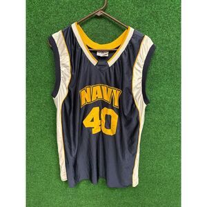 Vtg Naval Academy Navy University Basketball Jersey Sz 2XL